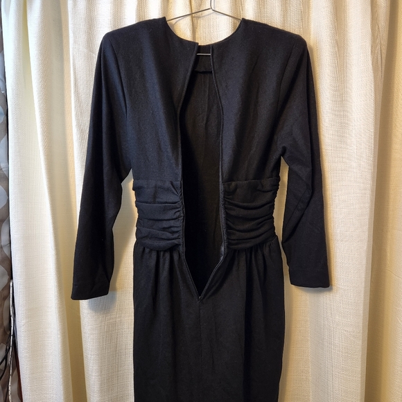 🖤 Moda International Wool Dress Ruched Vintage S ✨ - Picture 4 of 6